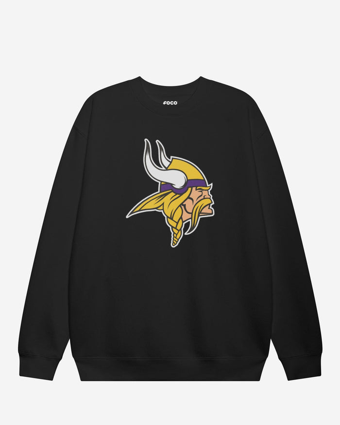 Minnesota Vikings Primary Logo Crew Neck Sweatshirt FOCO Black S - FOCO.com