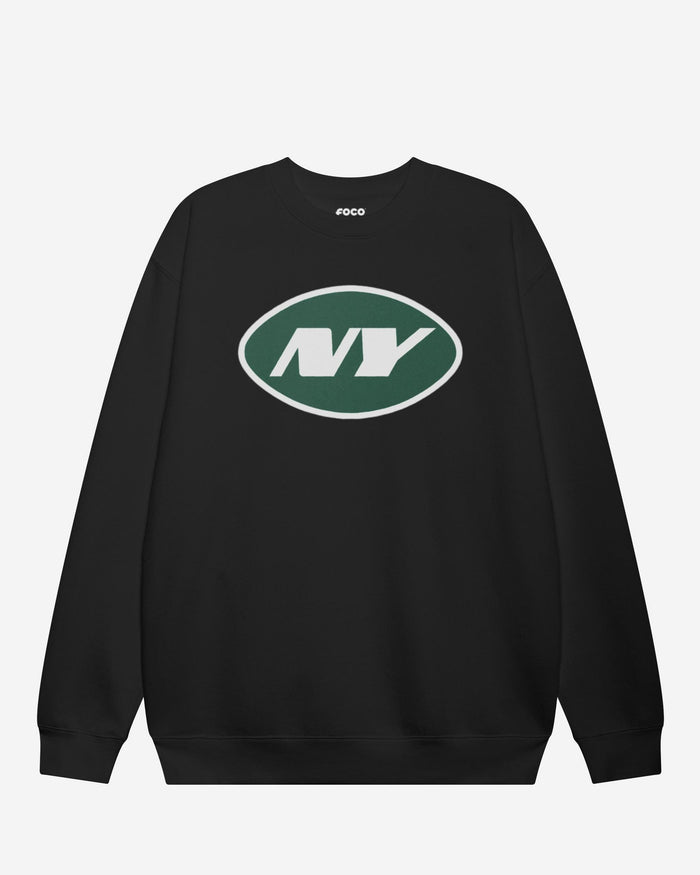 New York Jets Primary Logo Crew Neck Sweatshirt FOCO Black S - FOCO.com