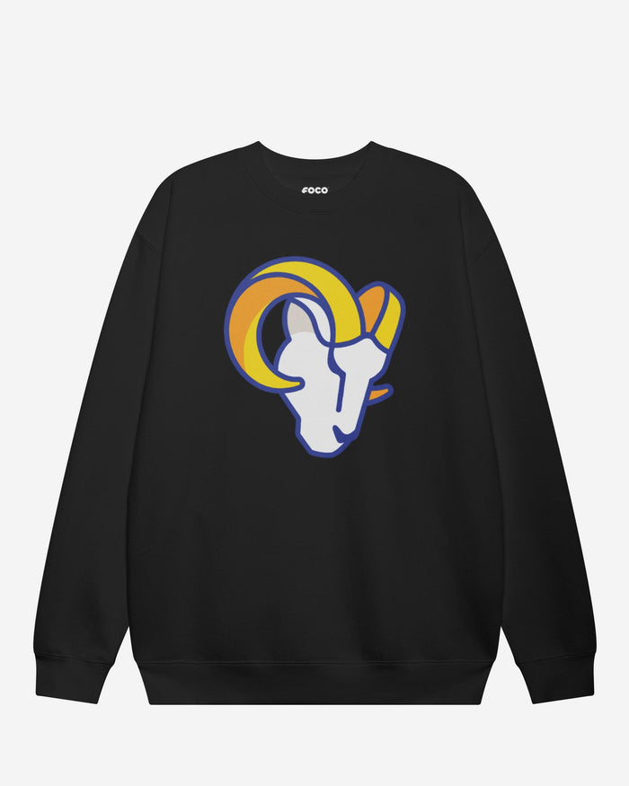 Los Angeles Rams Primary Logo Crew Neck Sweatshirt FOCO Black S - FOCO.com