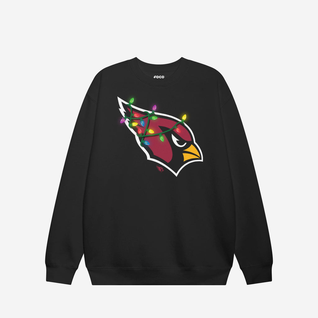 Arizona Cardinals Primary Logo Holiday Lights Crew Neck Sweatshirt FOCO S - FOCO.com