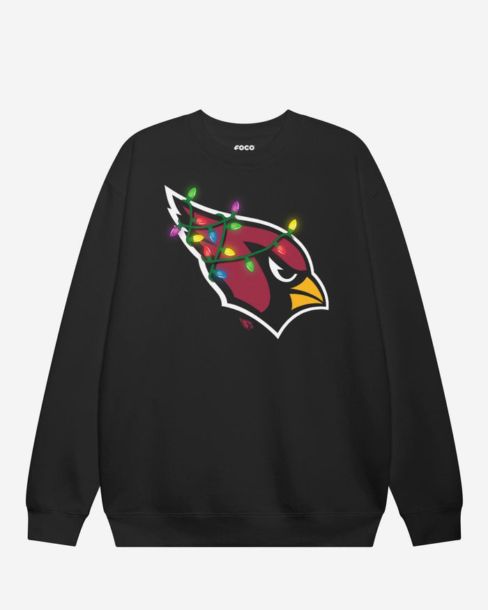 Arizona Cardinals Primary Logo Holiday Lights Crew Neck Sweatshirt FOCO S - FOCO.com