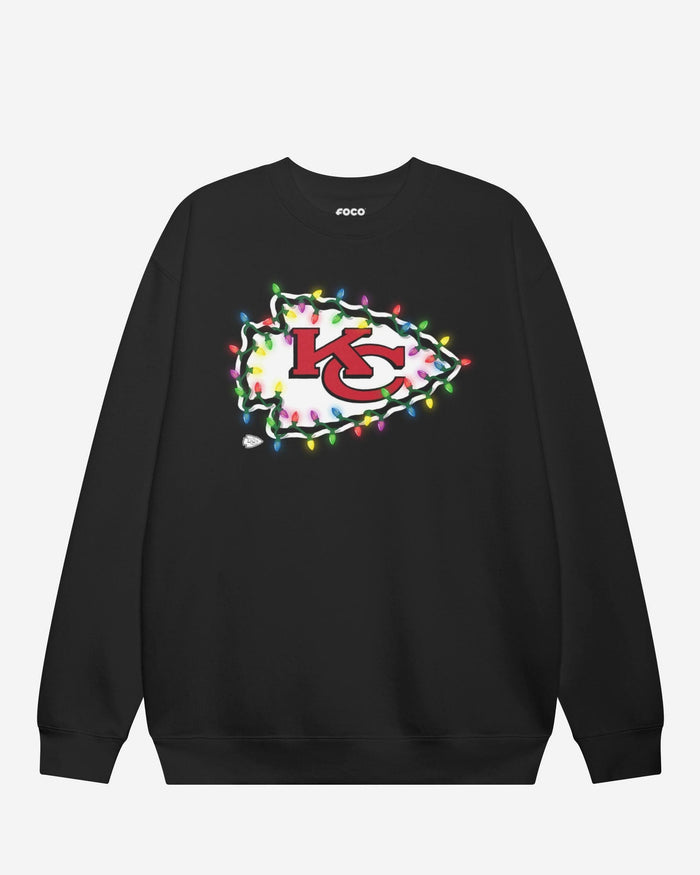 Kansas City Chiefs Primary Logo Holiday Lights Crew Neck Sweatshirt FOCO S - FOCO.com