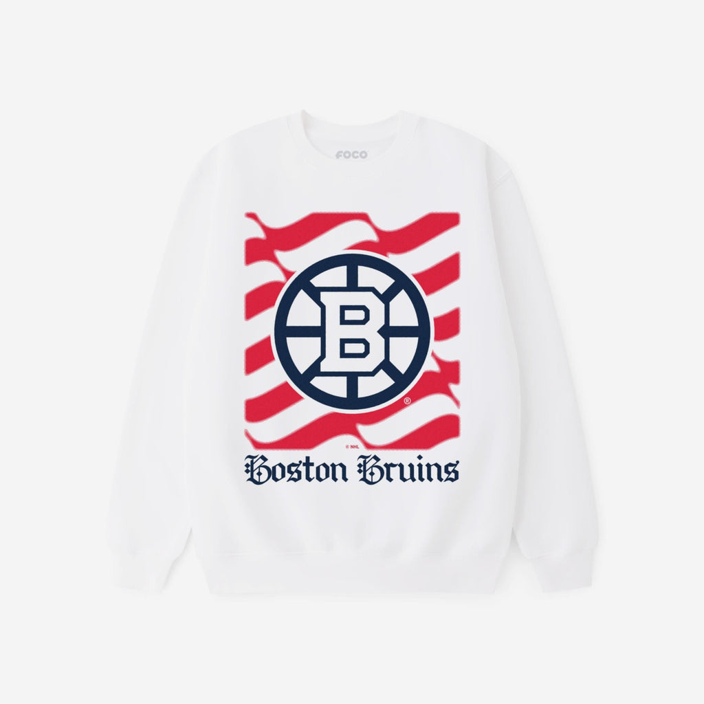 Boston Bruins American Heritage Wordmark Crew Neck Sweatshirt FOCO S - FOCO.com