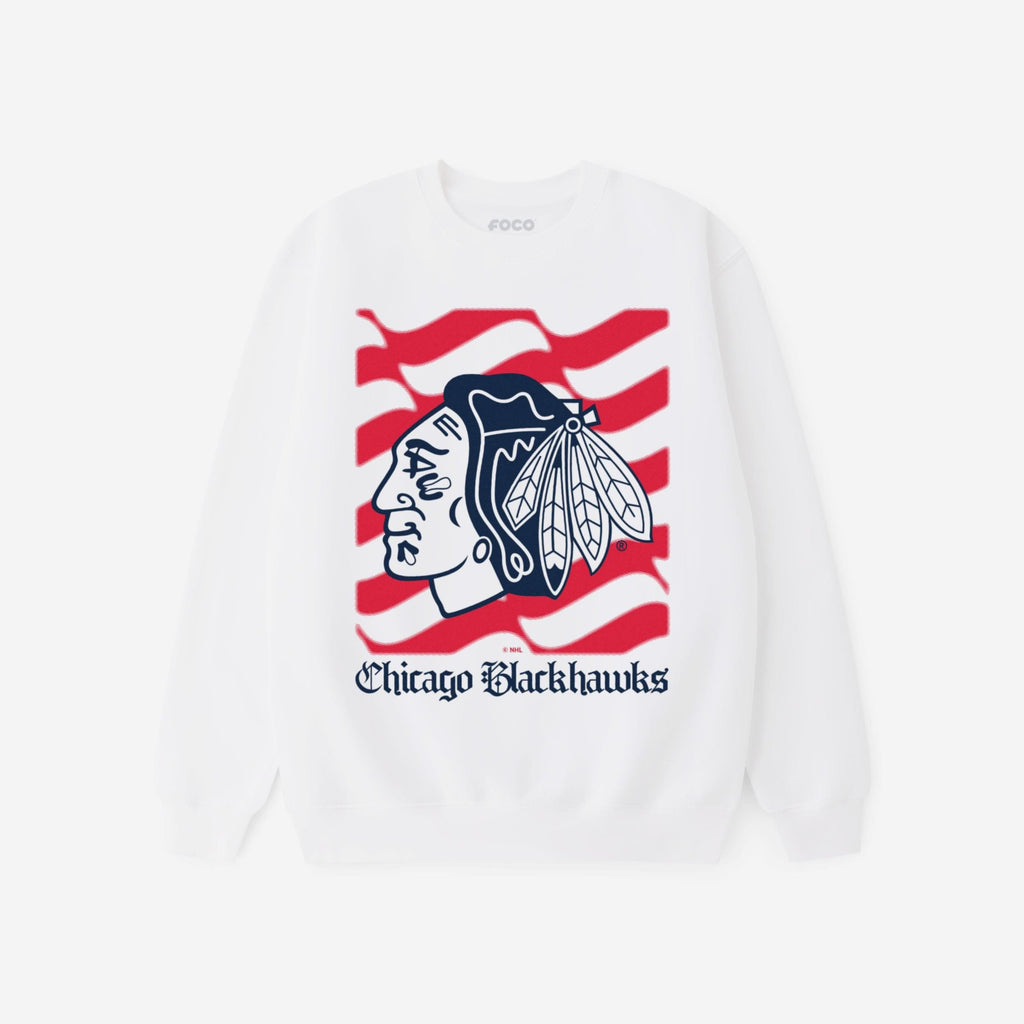 Chicago Blackhawks American Heritage Wordmark Crew Neck Sweatshirt FOCO S - FOCO.com