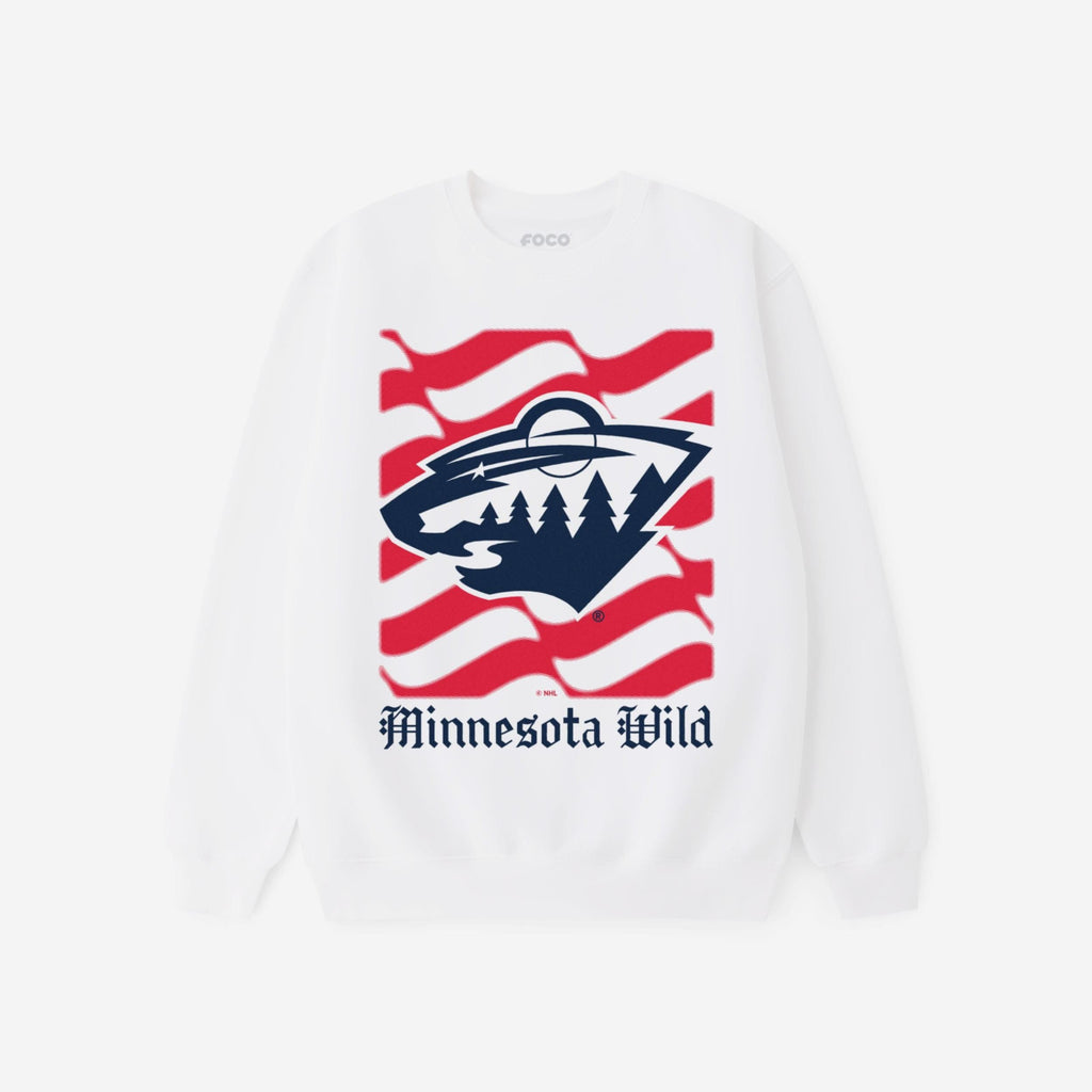 Minnesota Wild American Heritage Wordmark Crew Neck Sweatshirt FOCO S - FOCO.com