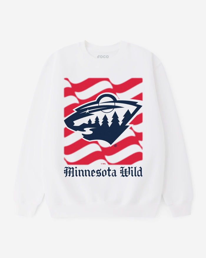 Minnesota Wild American Heritage Wordmark Crew Neck Sweatshirt FOCO S - FOCO.com