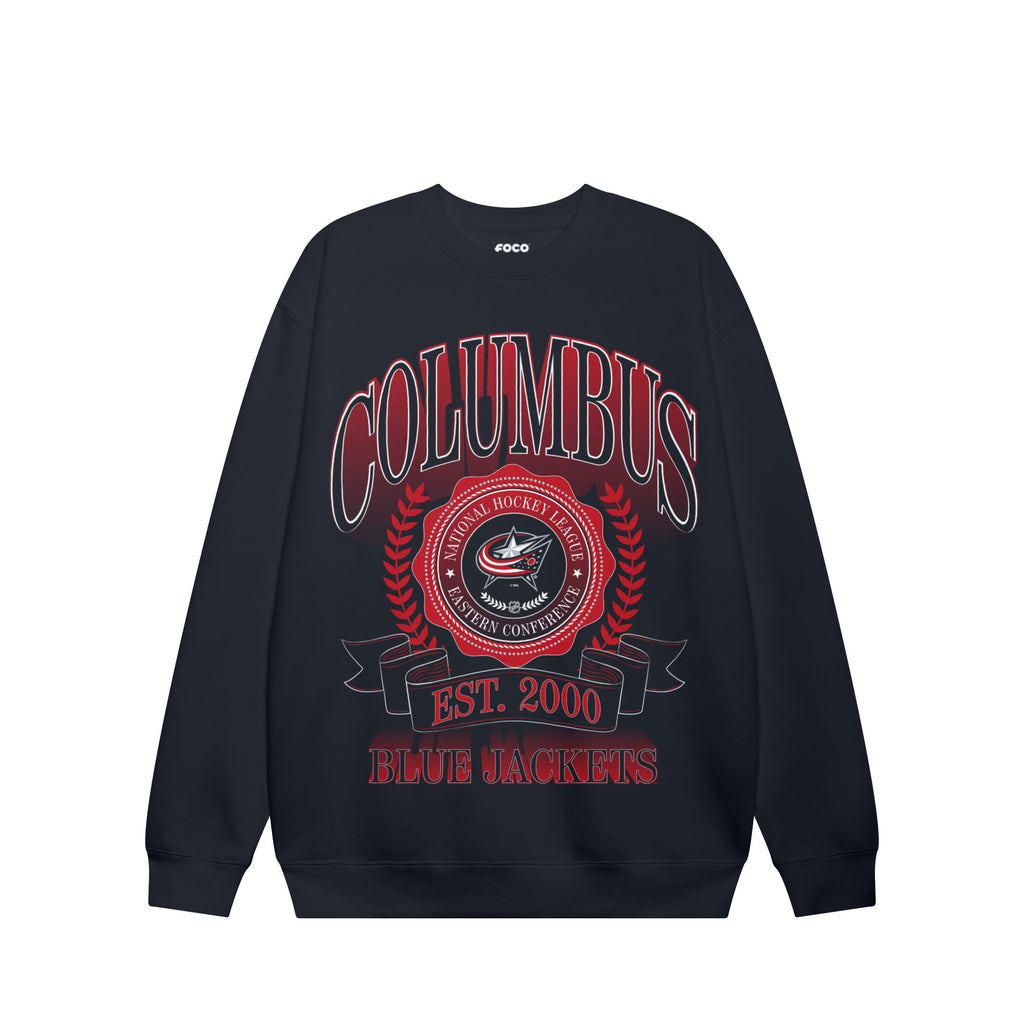 Columbus Blue Jackets Banner Crest Crew Neck Sweatshirt