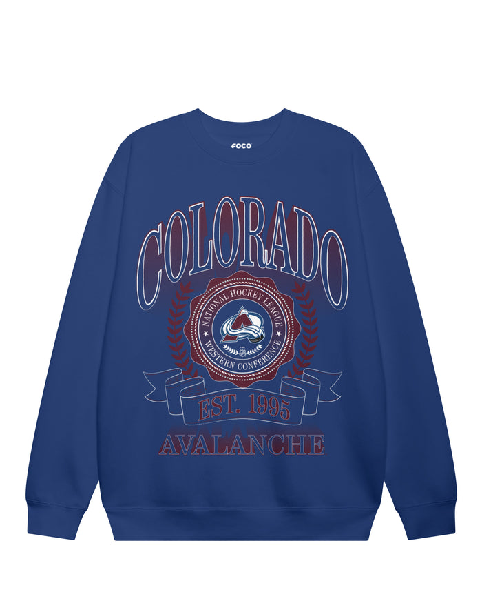 Colorado Avalanche Banner Crest Crew Neck Sweatshirt