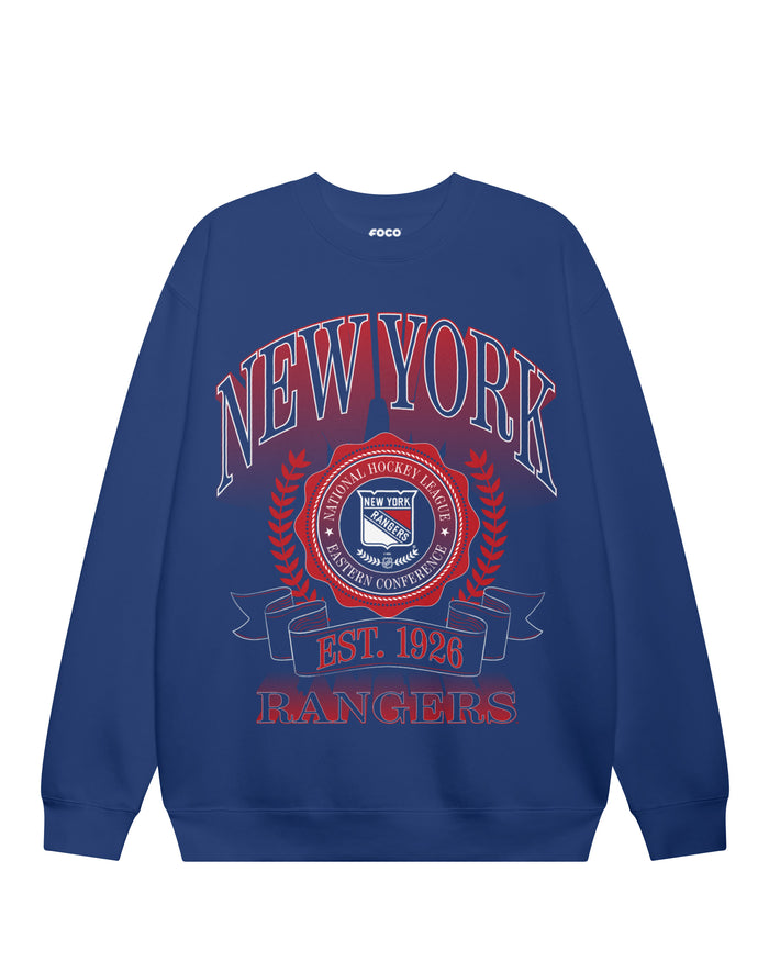 New York Rangers Banner Crest Crew Neck Sweatshirt