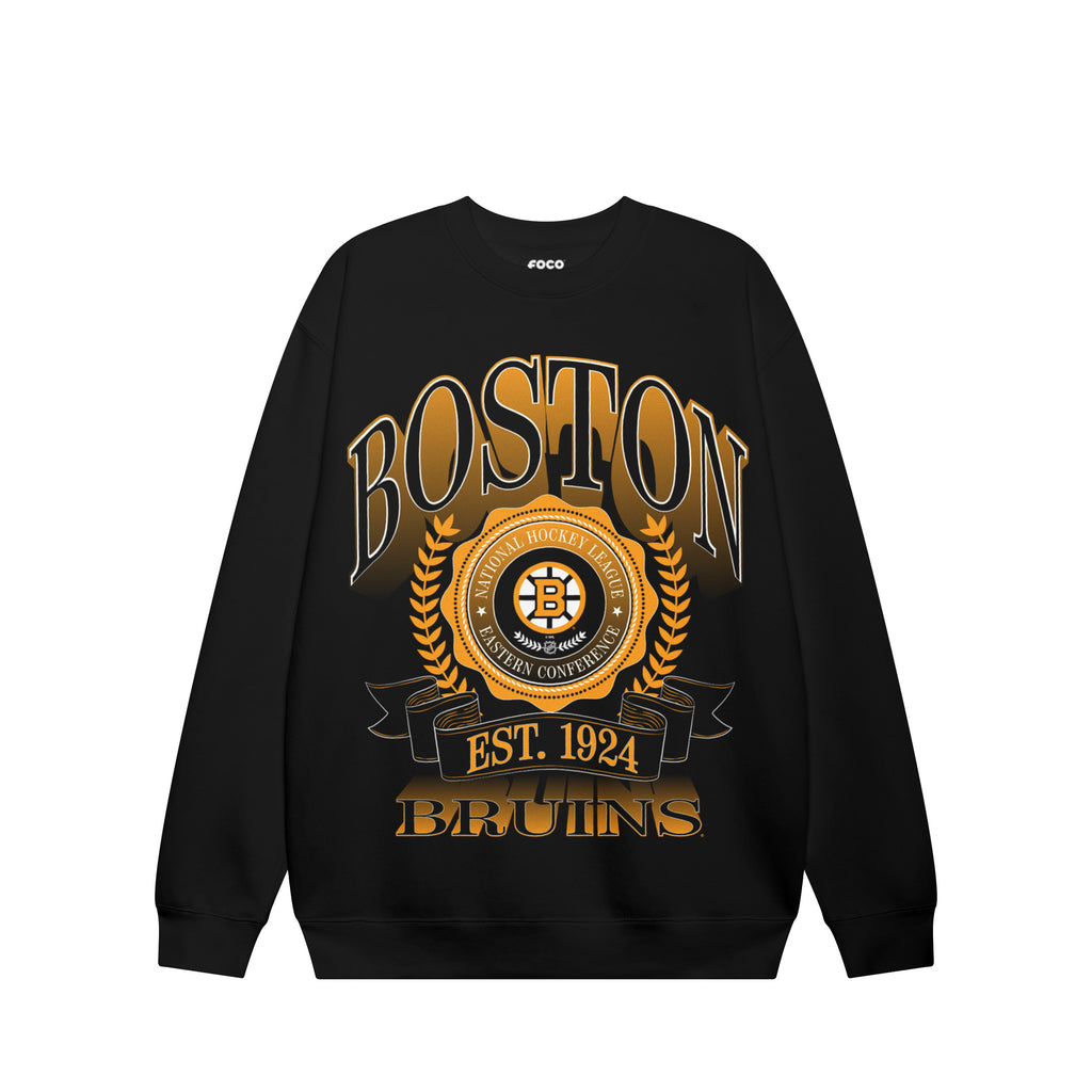 Boston Bruins Banner Crest Crew Neck Sweatshirt