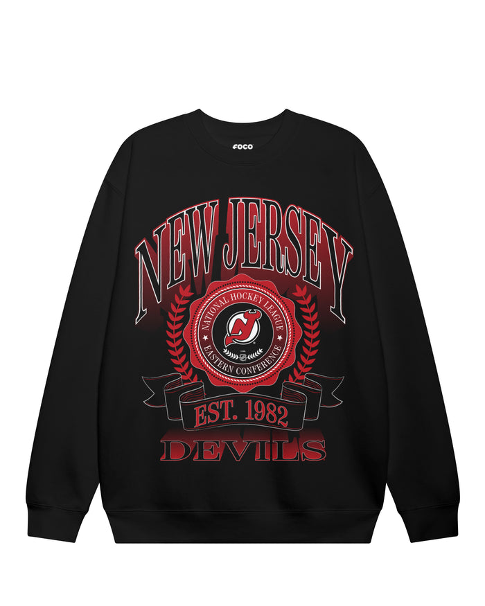 New Jersey Devils Banner Crest Crew Neck Sweatshirt