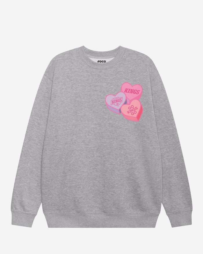 Los Angeles Kings Candy Heart Crew Neck Sweatshirt FOCO Athletic Heather S - FOCO.com
