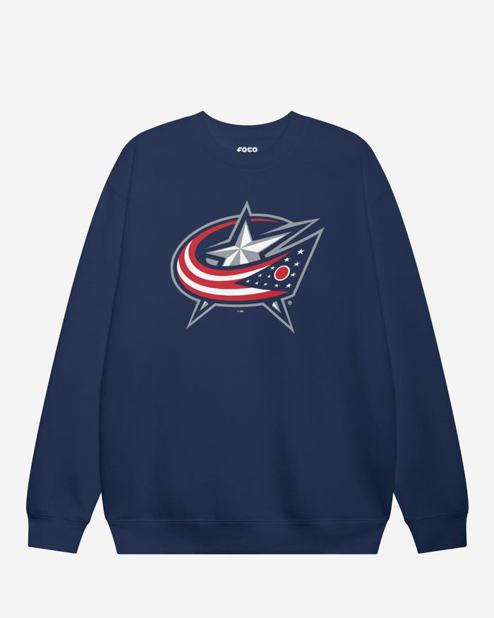Columbus Blue Jackets Primary Logo Crew Neck Sweatshirt FOCO Navy S - FOCO.com