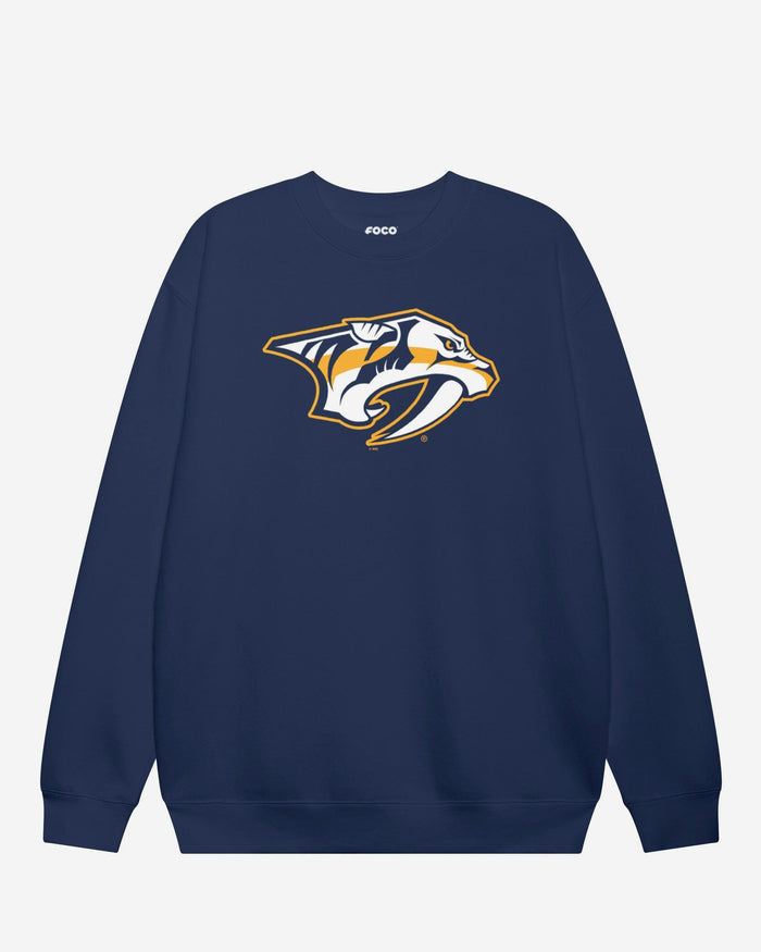 Nashville Predators Primary Logo Crew Neck Sweatshirt FOCO Navy S - FOCO.com