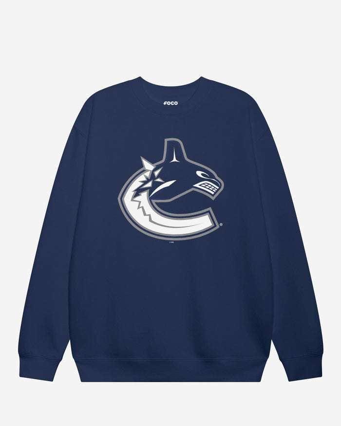 Vancouver Canucks Primary Logo Crew Neck Sweatshirt FOCO Navy S - FOCO.com