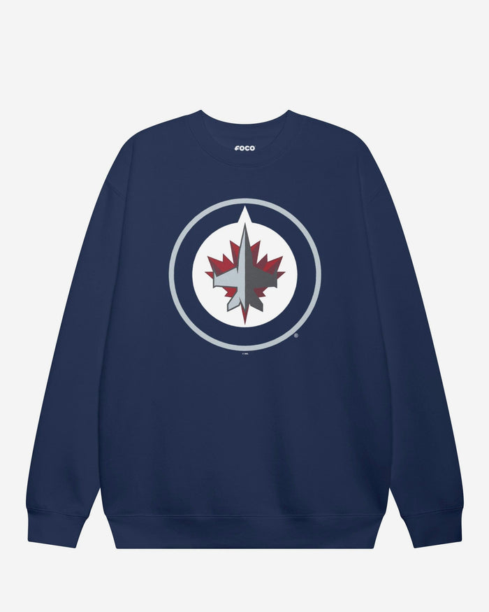 Winnipeg Jets Primary Logo Crew Neck Sweatshirt FOCO Navy S - FOCO.com