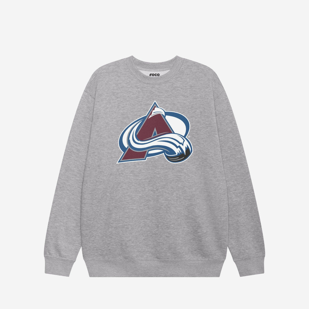 Colorado Avalanche Primary Logo Crew Neck Sweatshirt FOCO Athletic Heather S - FOCO.com