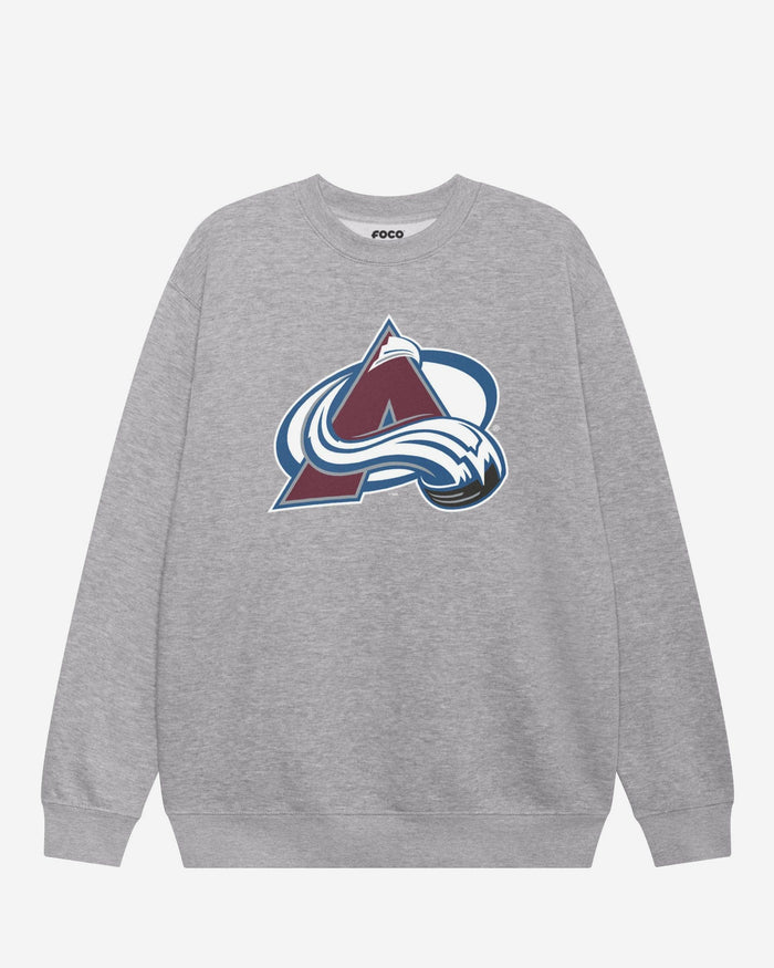 Colorado Avalanche Primary Logo Crew Neck Sweatshirt FOCO Athletic Heather S - FOCO.com