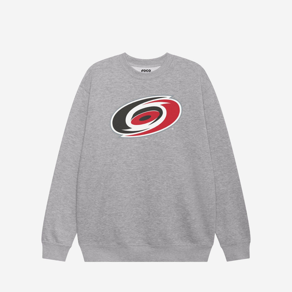 Carolina Hurricanes Primary Logo Crew Neck Sweatshirt FOCO Athletic Heather S - FOCO.com