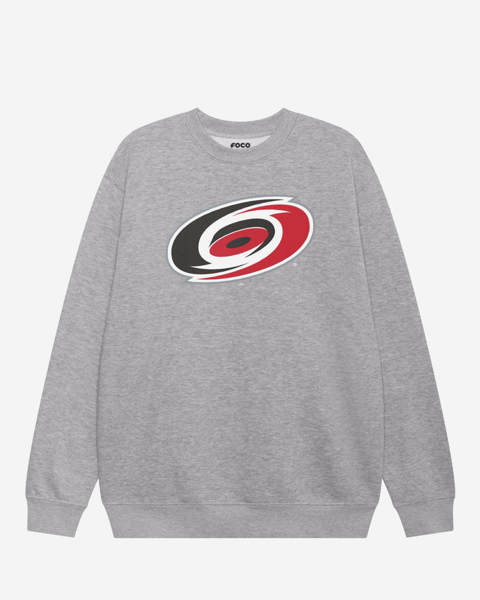 Carolina Hurricanes Primary Logo Crew Neck Sweatshirt FOCO Athletic Heather S - FOCO.com