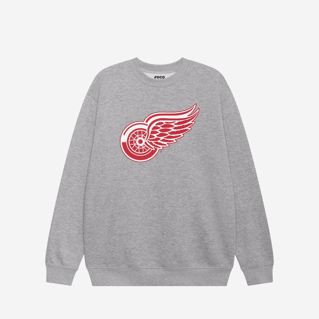 Detroit Red Wings Primary Logo Crew Neck Sweatshirt FOCO Athletic Heather S - FOCO.com