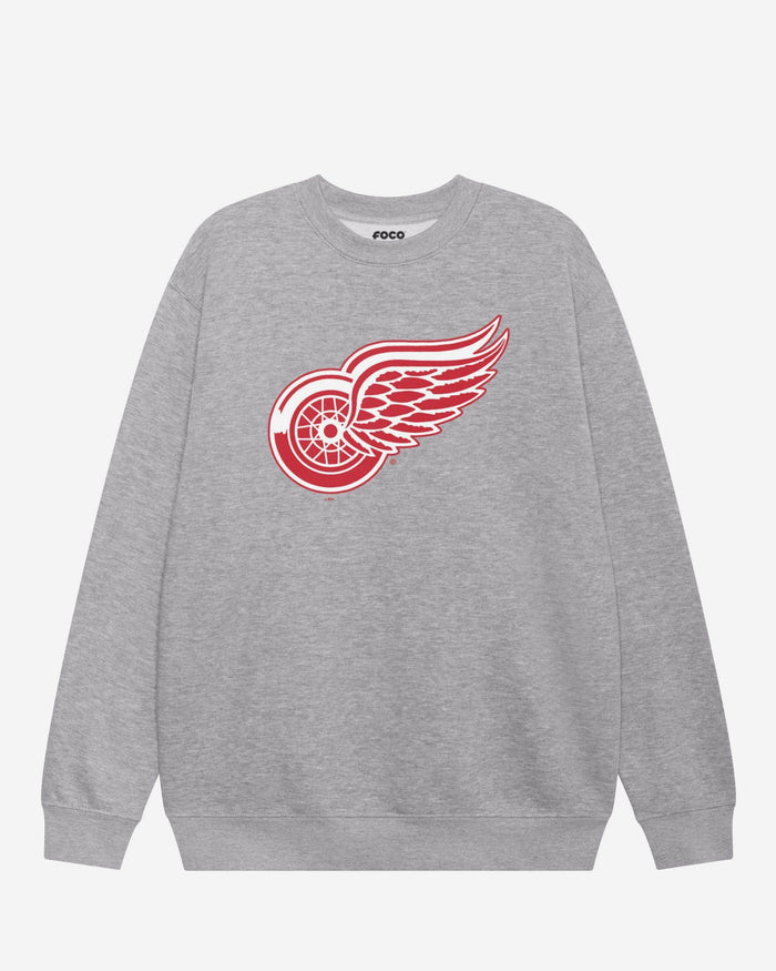 Detroit Red Wings Primary Logo Crew Neck Sweatshirt FOCO Athletic Heather S - FOCO.com
