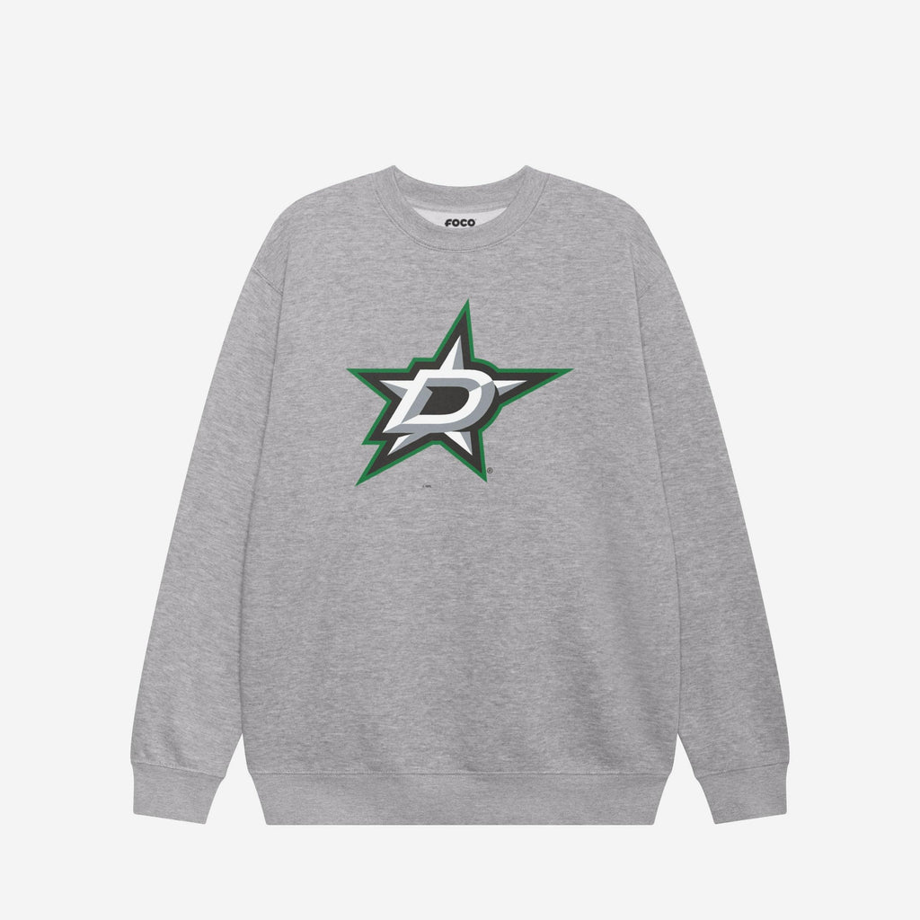 Dallas Stars Primary Logo Crew Neck Sweatshirt FOCO Athletic Heather S - FOCO.com