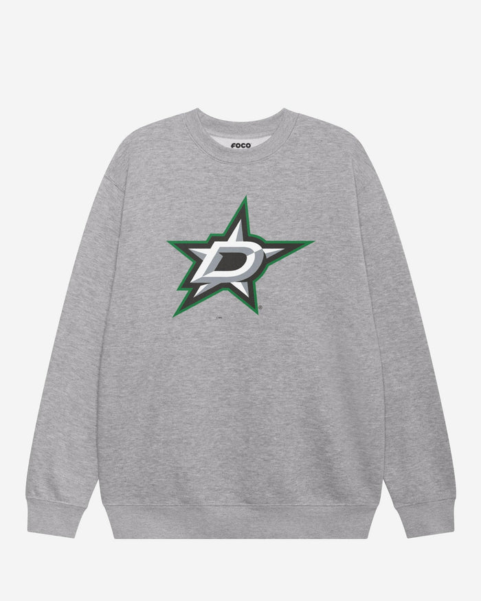 Dallas Stars Primary Logo Crew Neck Sweatshirt FOCO Athletic Heather S - FOCO.com