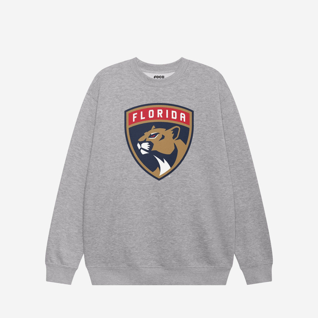 Florida Panthers Primary Logo Crew Neck Sweatshirt FOCO Athletic Heather S - FOCO.com