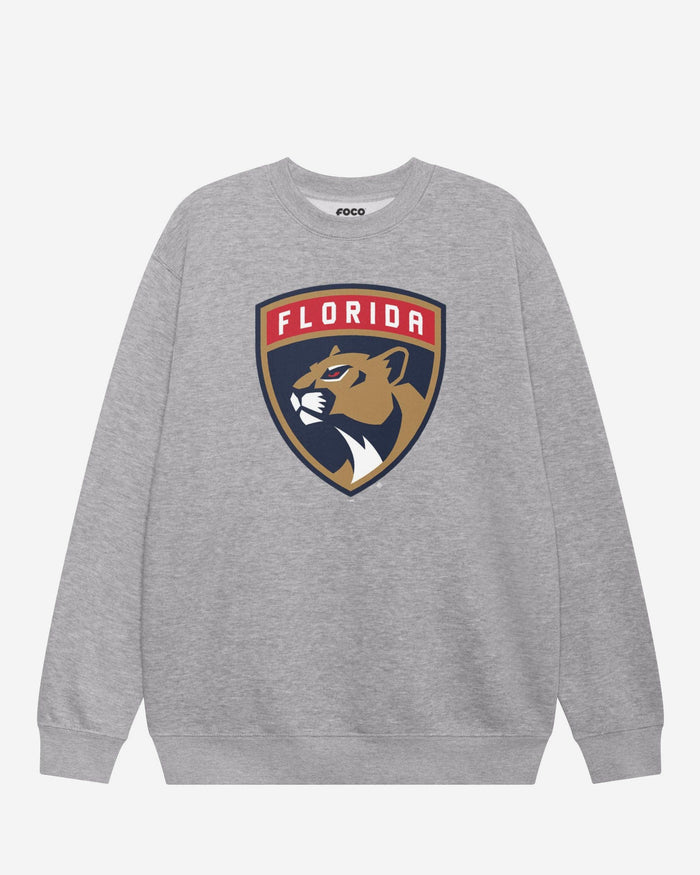 Florida Panthers Primary Logo Crew Neck Sweatshirt FOCO Athletic Heather S - FOCO.com