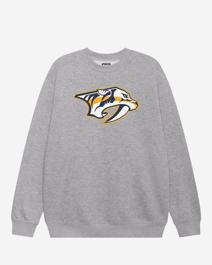 Nashville Predators Primary Logo Crew Neck Sweatshirt FOCO Athletic Heather S - FOCO.com