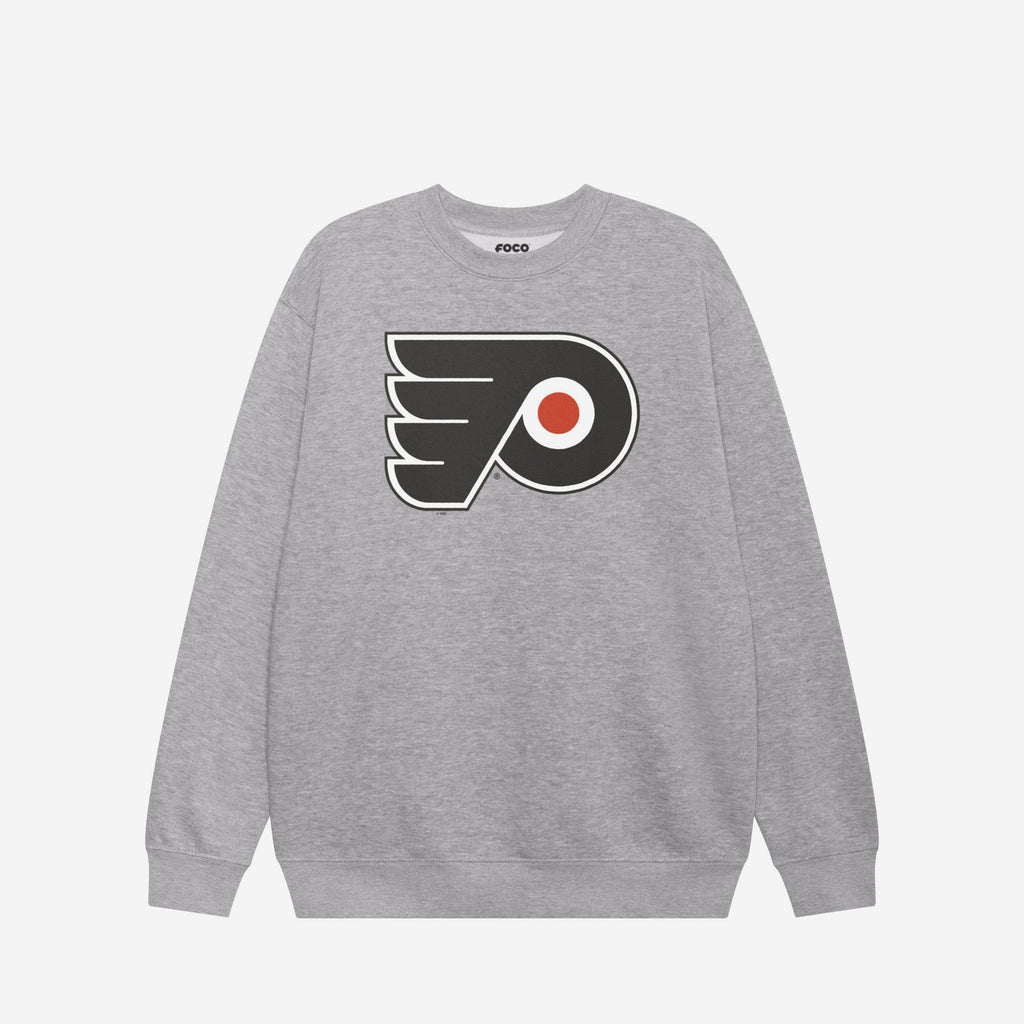 Philadelphia Flyers Primary Logo Crew Neck Sweatshirt FOCO Athletic Heather S - FOCO.com