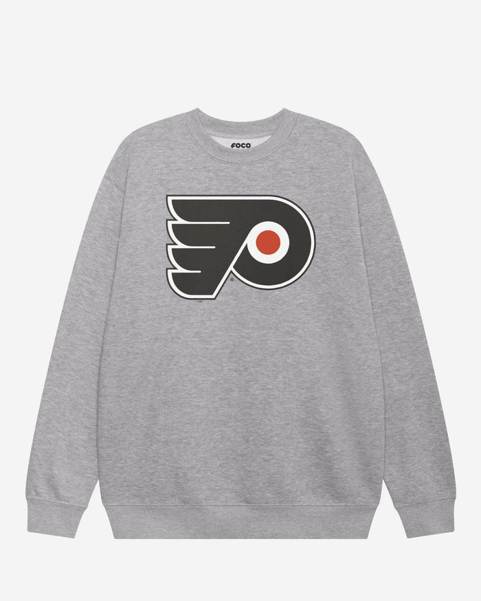Philadelphia Flyers Primary Logo Crew Neck Sweatshirt FOCO Athletic Heather S - FOCO.com
