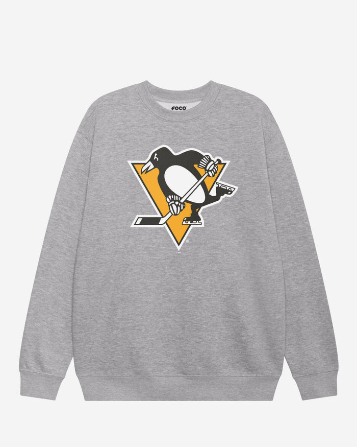 Pittsburgh Penguins Primary Logo Crew Neck Sweatshirt FOCO Athletic Heather S - FOCO.com