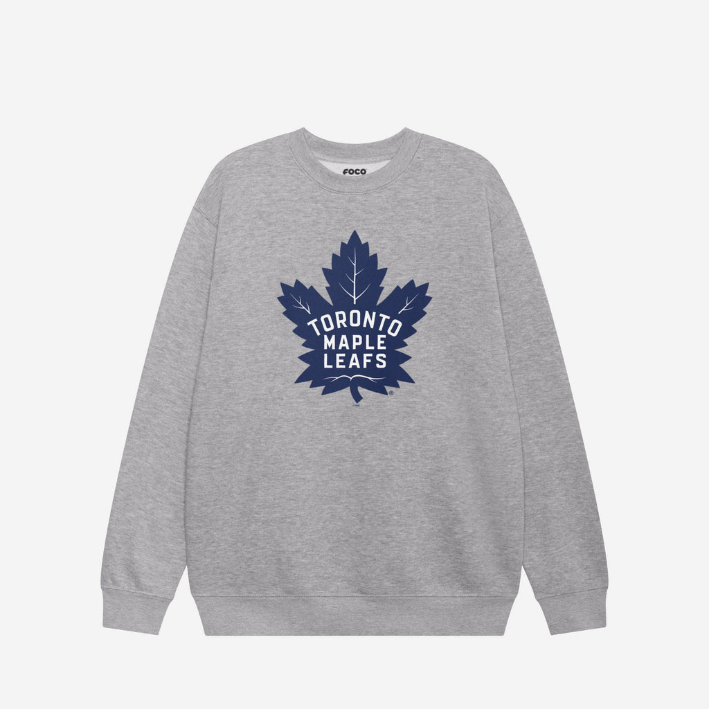 Toronto Maple Leafs Primary Logo Crew Neck Sweatshirt FOCO Athletic Heather S - FOCO.com
