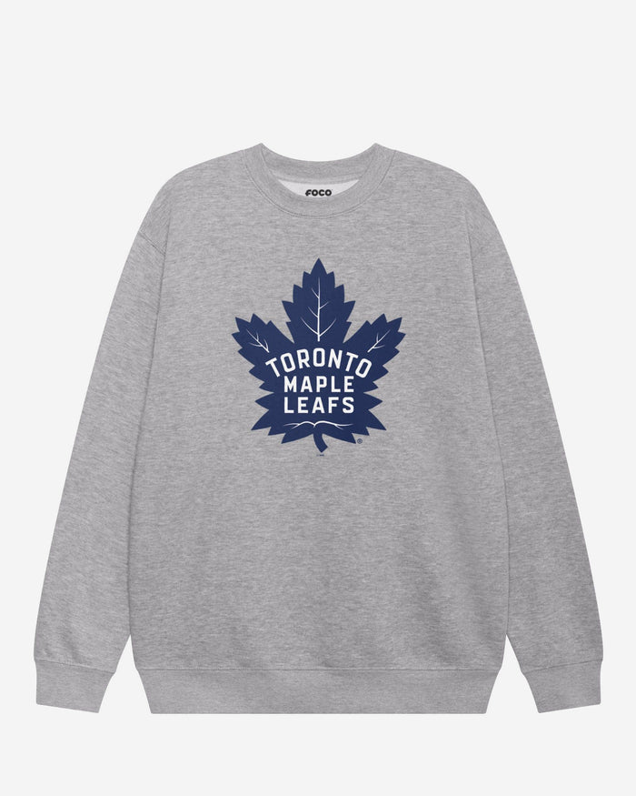 Toronto Maple Leafs Primary Logo Crew Neck Sweatshirt FOCO Athletic Heather S - FOCO.com