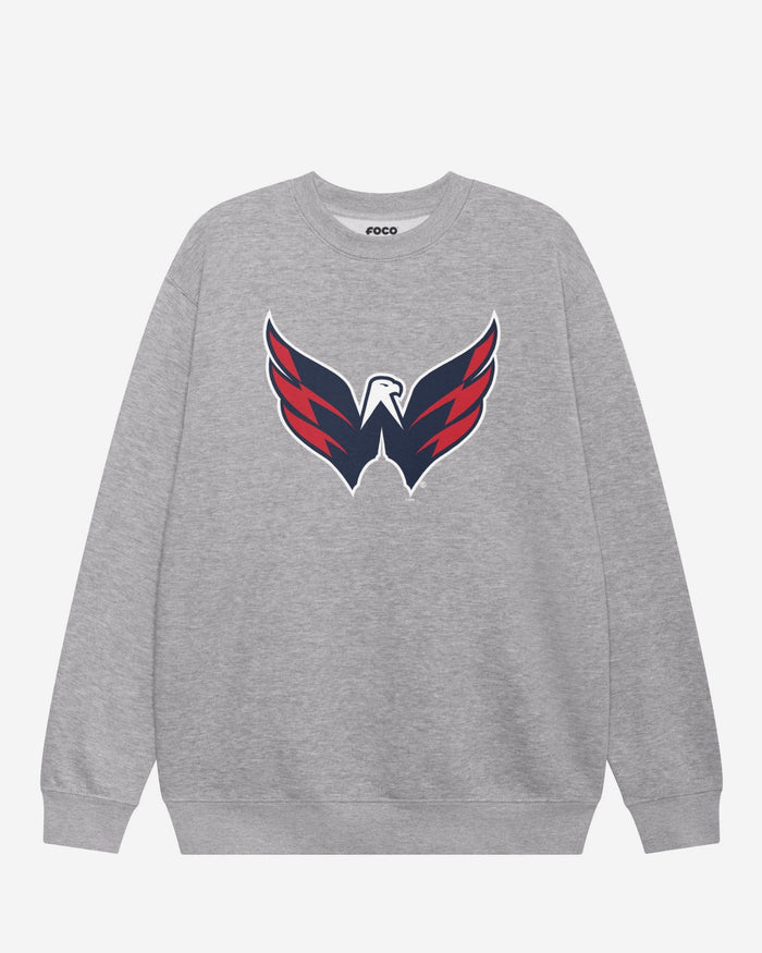 Washington Capitals Primary Logo Crew Neck Sweatshirt FOCO Athletic Heather S - FOCO.com