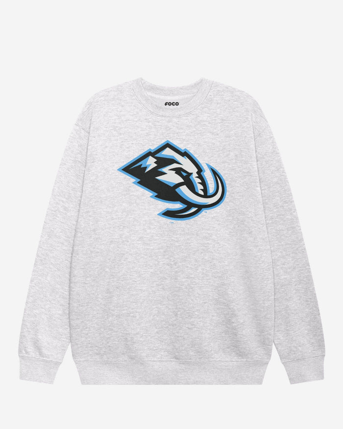 Utah Mammoth Primary Logo Crew Neck Sweatshirt FOCO Oatmeal Heather S - FOCO.com