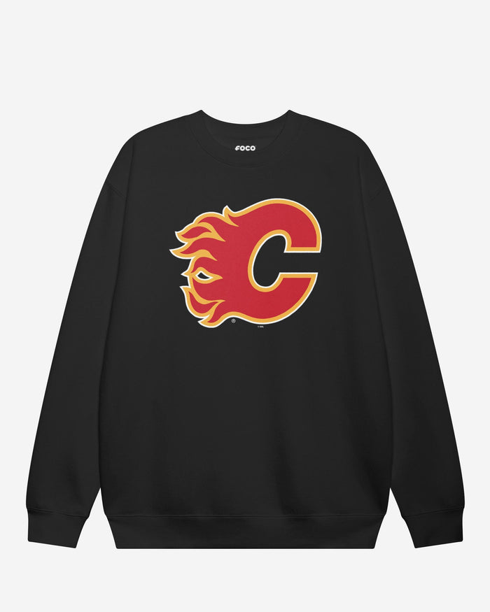 Calgary Flames Primary Logo Crew Neck Sweatshirt FOCO Black S - FOCO.com