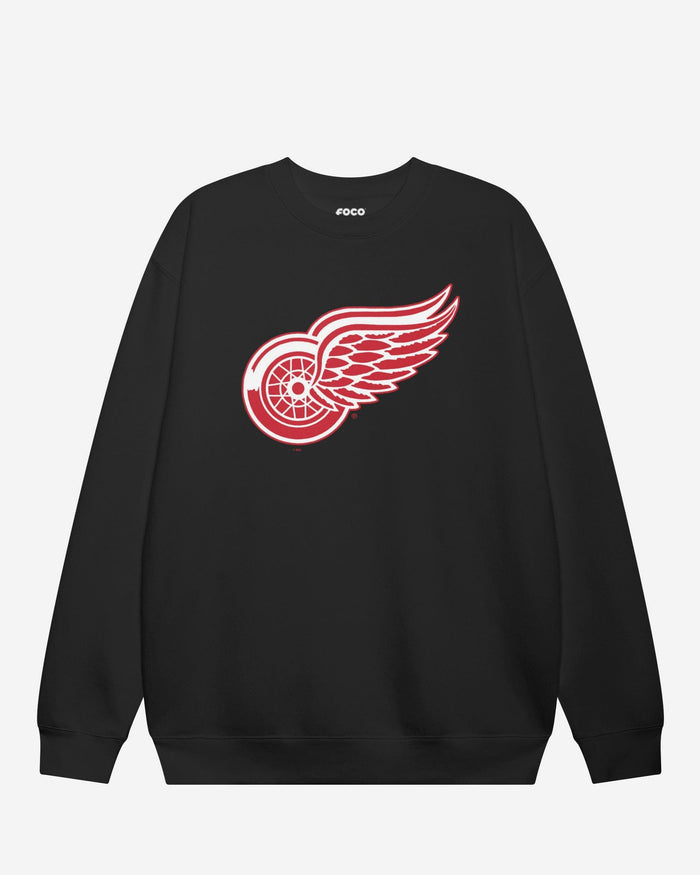 Detroit Red Wings Primary Logo Crew Neck Sweatshirt FOCO Black S - FOCO.com