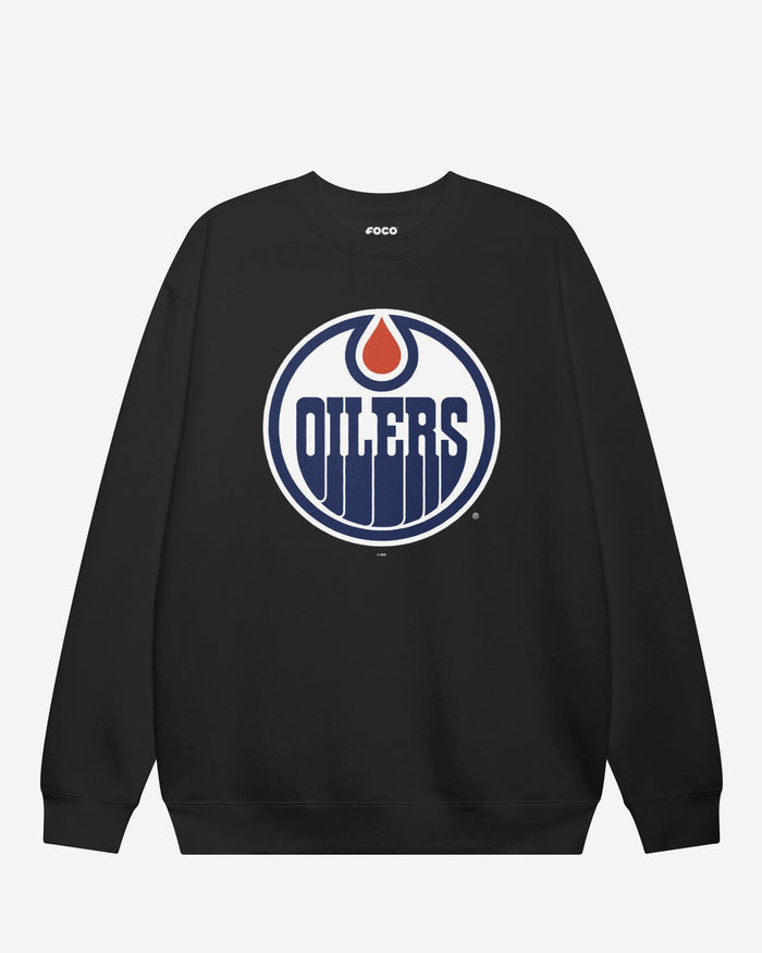 Edmonton Oilers Primary Logo Crew Neck Sweatshirt FOCO Black S - FOCO.com