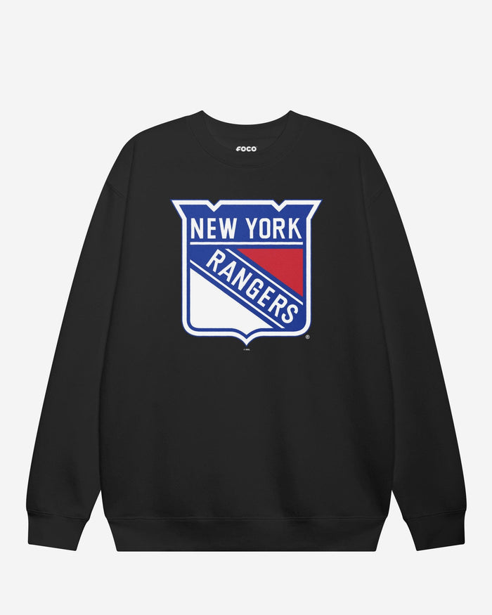 New York Rangers Primary Logo Crew Neck Sweatshirt FOCO Black S - FOCO.com