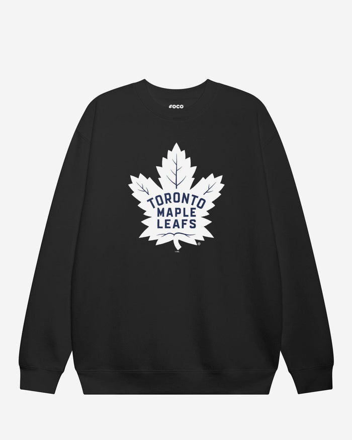 Toronto Maple Leafs Primary Logo Crew Neck Sweatshirt FOCO Black S - FOCO.com