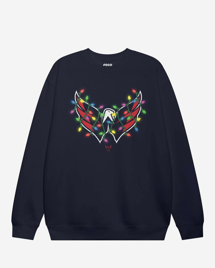 Washington Capitals Primary Logo Holiday Lights Crew Neck Sweatshirt FOCO S - FOCO.com