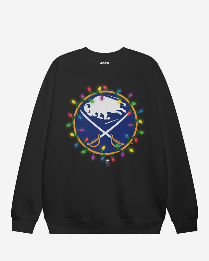 Buffalo Sabres Primary Logo Holiday Lights Crew Neck Sweatshirt FOCO S - FOCO.com