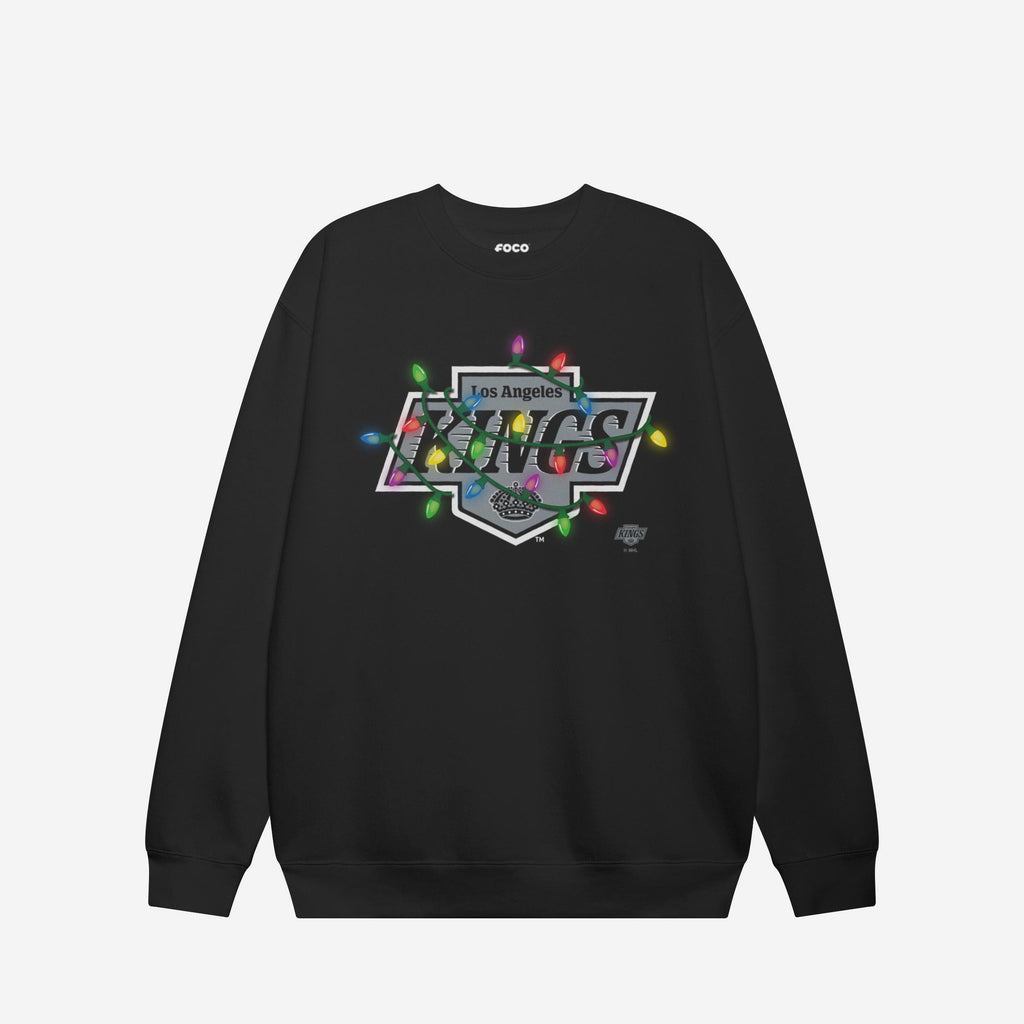 Los Angeles Kings Primary Logo Holiday Lights Crew Neck Sweatshirt FOCO S - FOCO.com