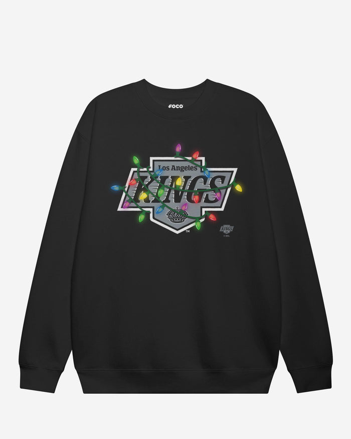 Los Angeles Kings Primary Logo Holiday Lights Crew Neck Sweatshirt FOCO S - FOCO.com