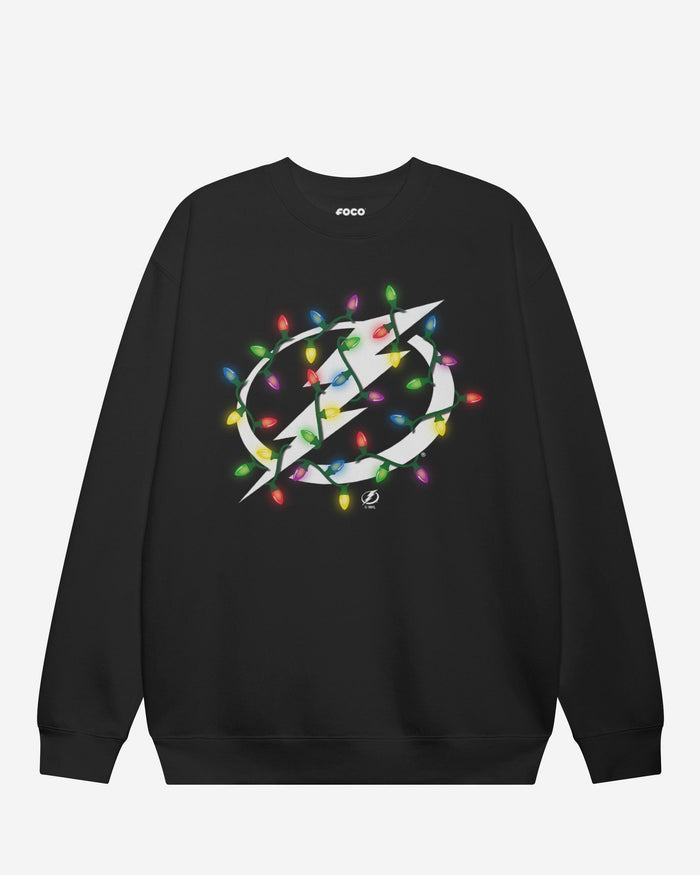 Tampa Bay Lightning Primary Logo Holiday Lights Crew Neck Sweatshirt FOCO S - FOCO.com