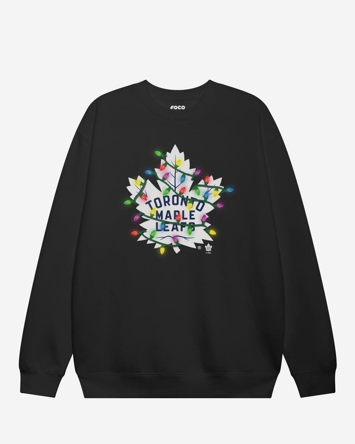 Toronto Maple Leafs Primary Logo Holiday Lights Crew Neck Sweatshirt FOCO S - FOCO.com
