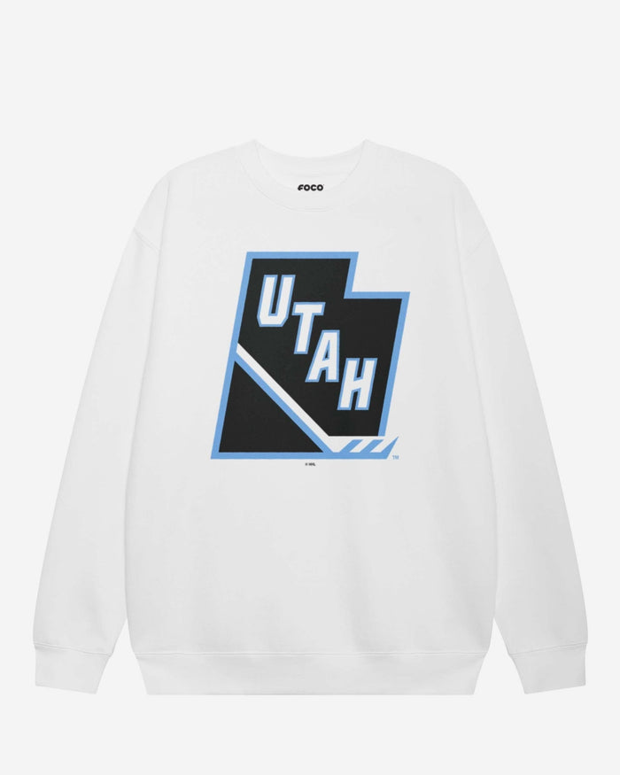 Utah Mammoth Tertiary Logo Crew Neck Sweatshirt FOCO White S - FOCO.com